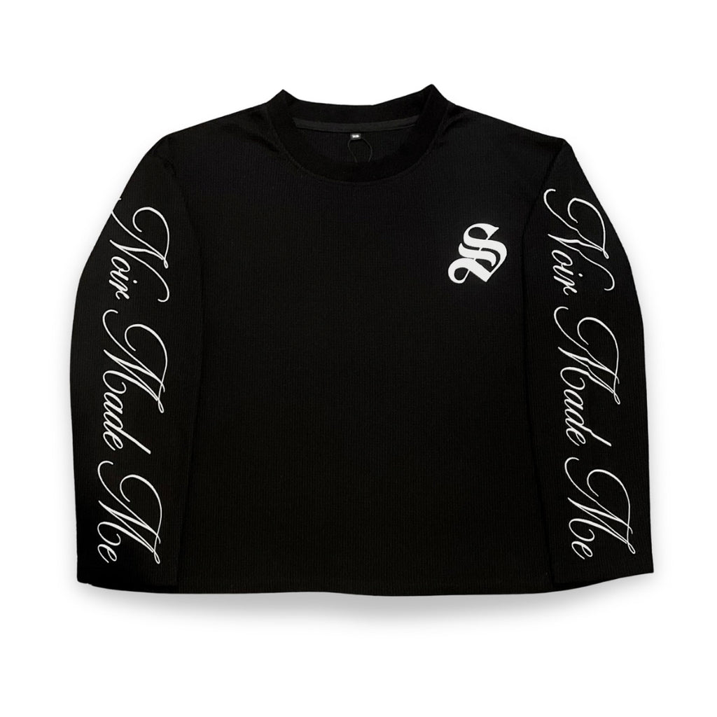 'NOIR MADE ME' waffle thermal - BLACK